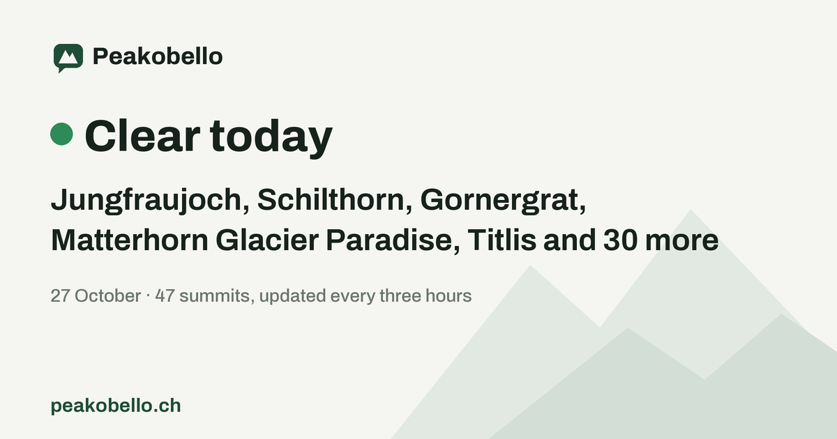 Swiss mountain weather today: which summit has a clear view? | Peakobello